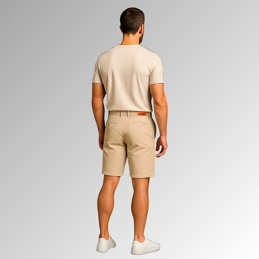 Bermuda de mezclilla color arena para hombre