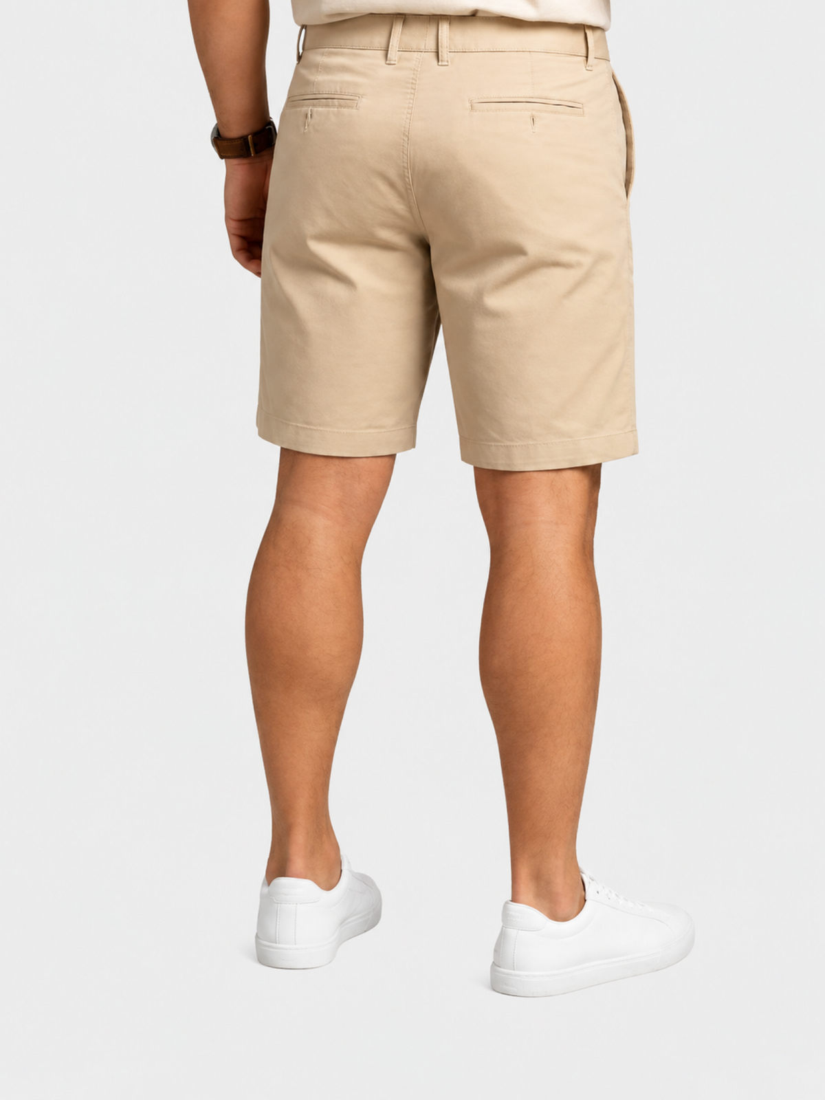 Men's sand-colored denim Bermuda shorts