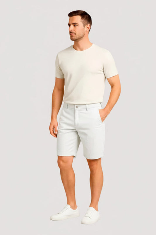 Men's white denim Bermuda shorts