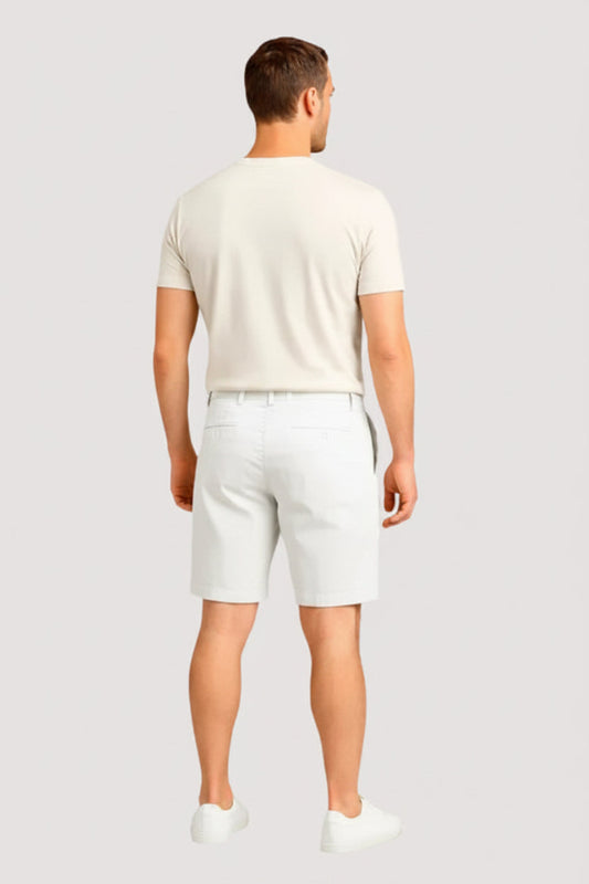 Men's white denim Bermuda shorts