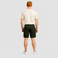 Men's olive green denim Bermuda shorts