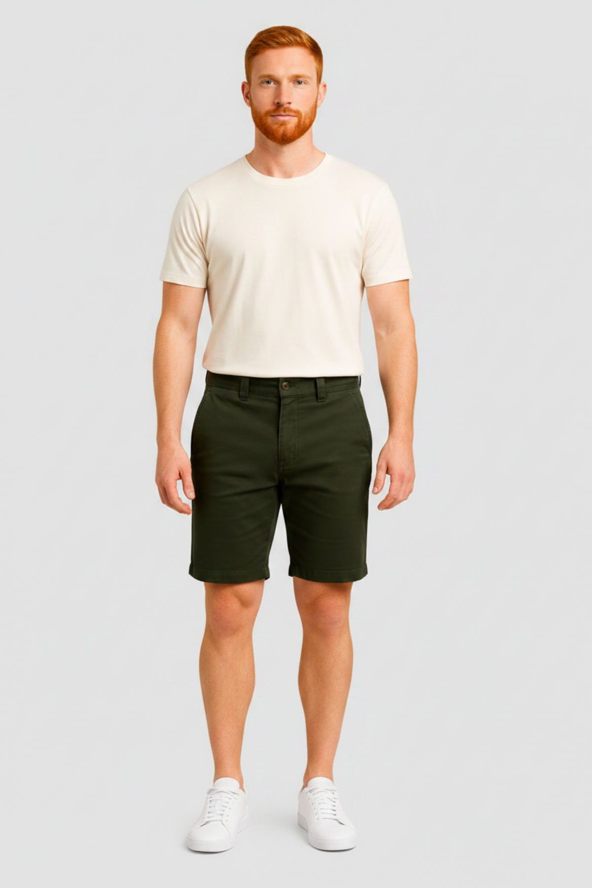 Men's olive green denim Bermuda shorts