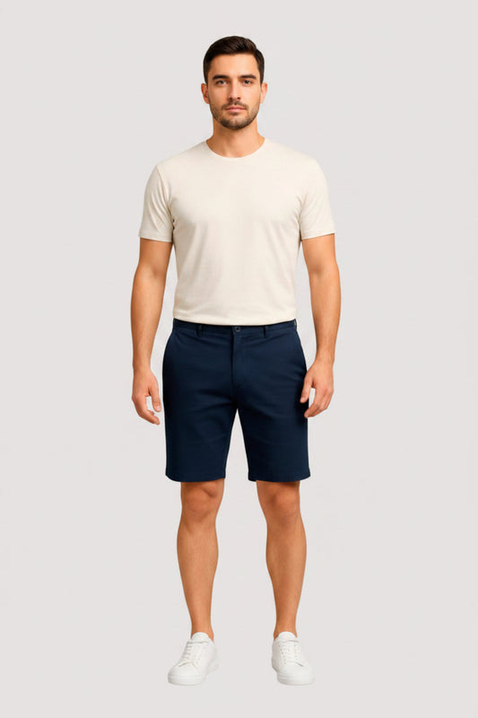 Men's navy blue denim Bermuda shorts