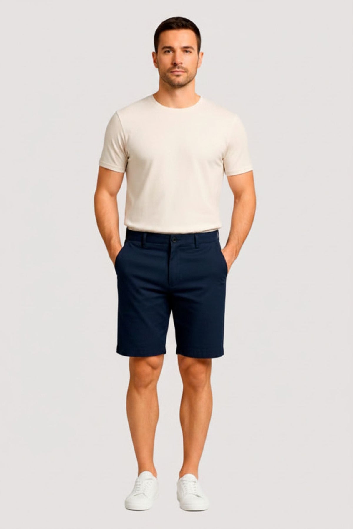Men's navy blue denim Bermuda shorts