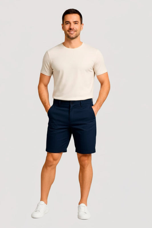 Men's navy blue denim Bermuda shorts