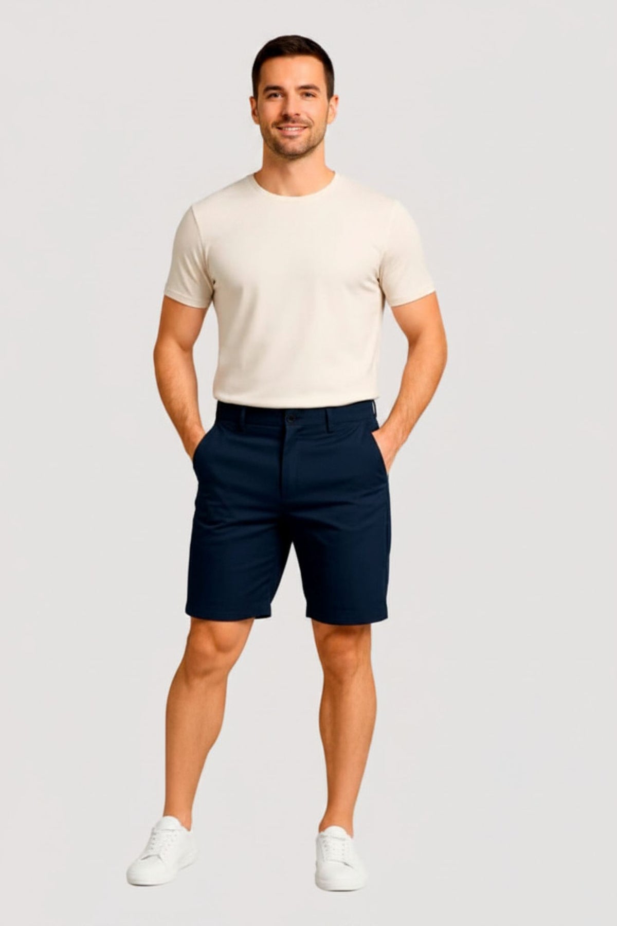 Men's navy blue denim Bermuda shorts
