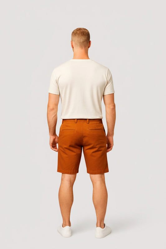Men's ochre denim Bermuda shorts