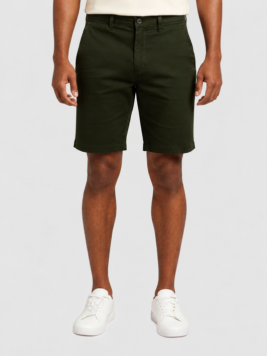 Men's olive green denim Bermuda shorts