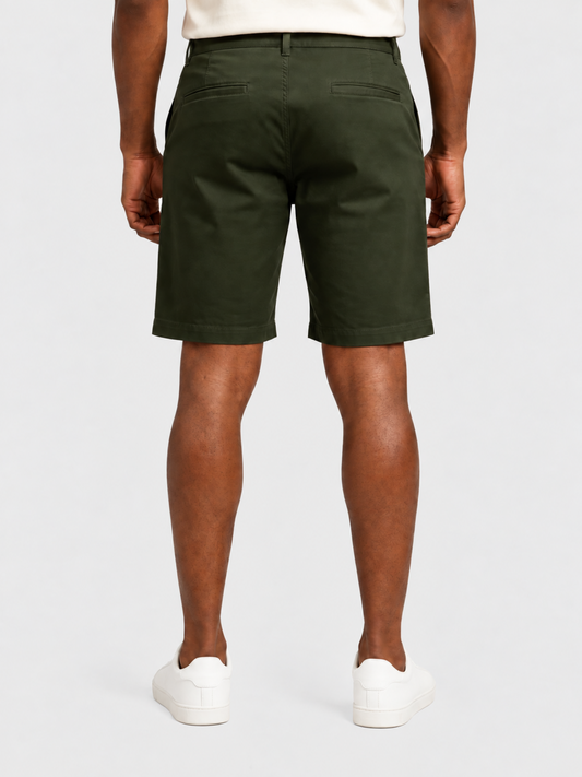 Men's olive green denim Bermuda shorts
