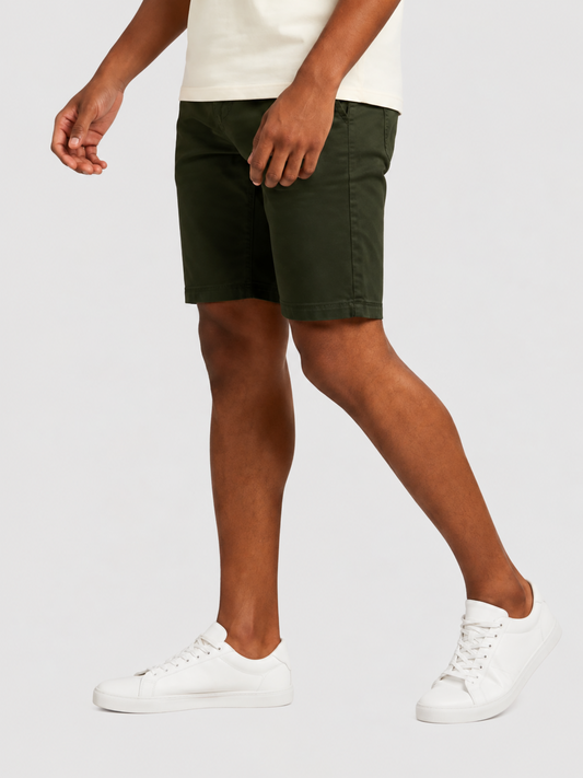 Men's olive green denim Bermuda shorts