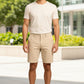 Men's sand-colored denim Bermuda shorts