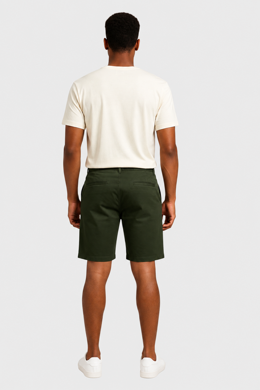 Men's olive green denim Bermuda shorts