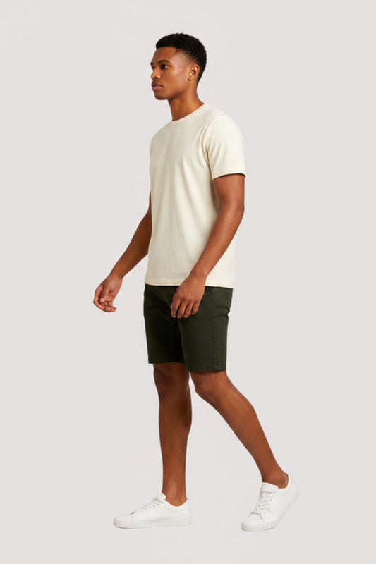 Men's olive green denim Bermuda shorts