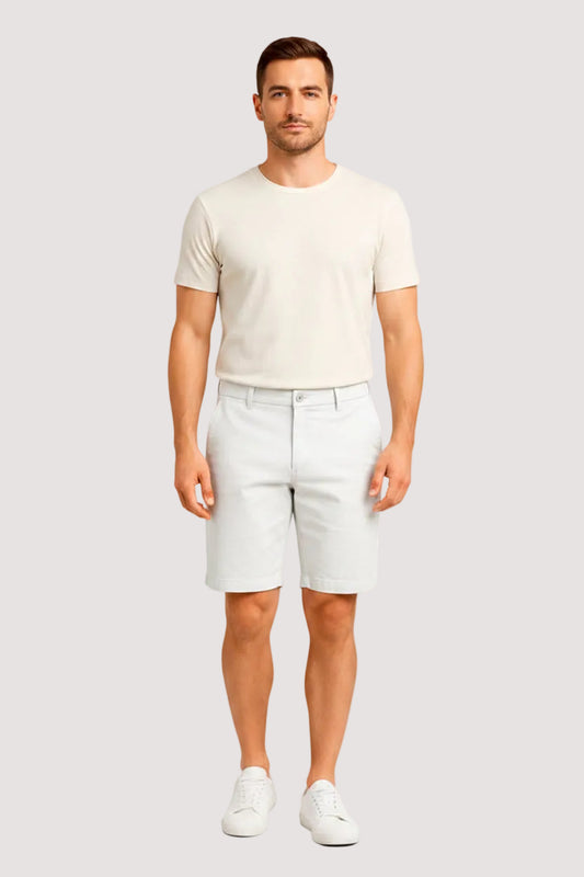 Men's white denim Bermuda shorts