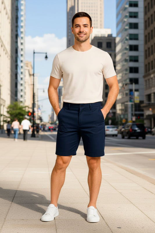 Men's olive green denim Bermuda shorts
