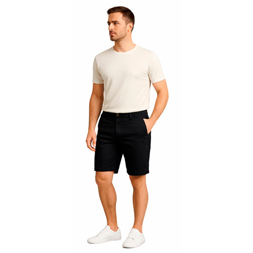 Men's black denim Bermuda shorts