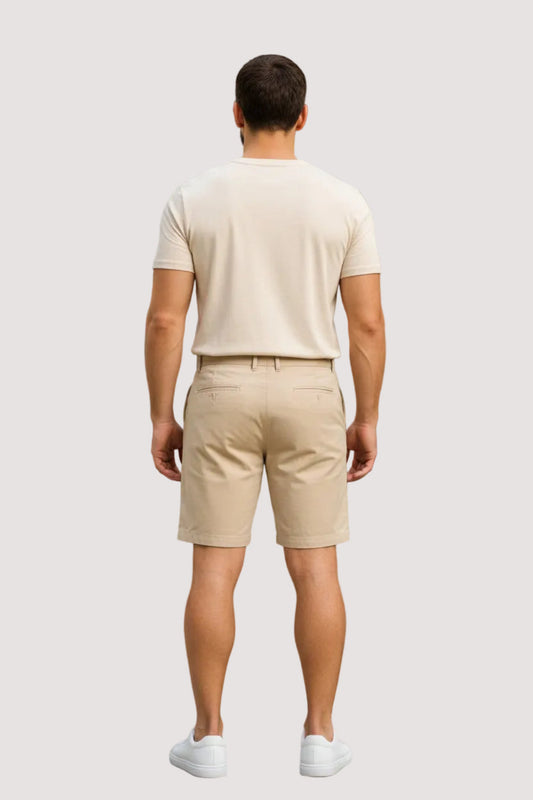 Men's sand-colored denim Bermuda shorts
