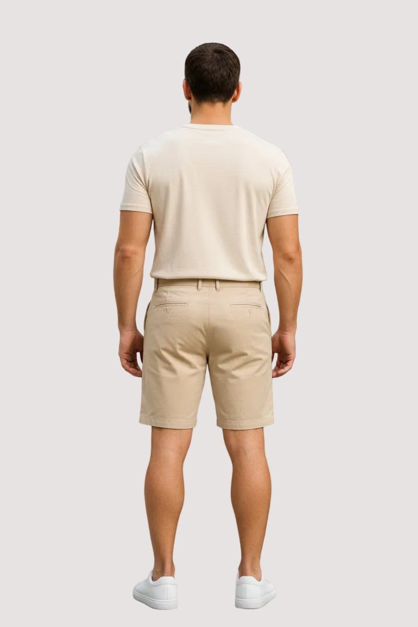 Men's sand-colored denim Bermuda shorts