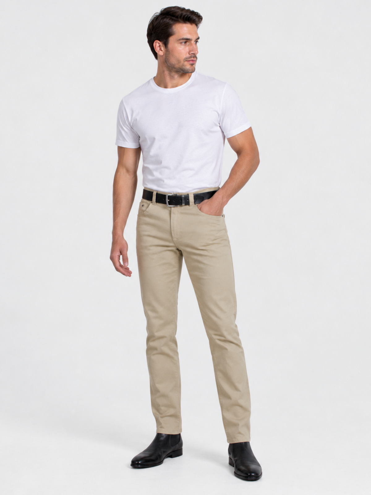 Pantalón Gabardina Fit Clásico Beige Hombre