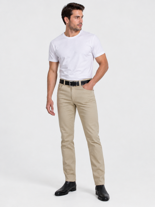 Pantalón Gabardina Fit Clásico Beige Hombre