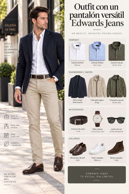 Pantalón Gabardina Fit Clásico Beige Hombre