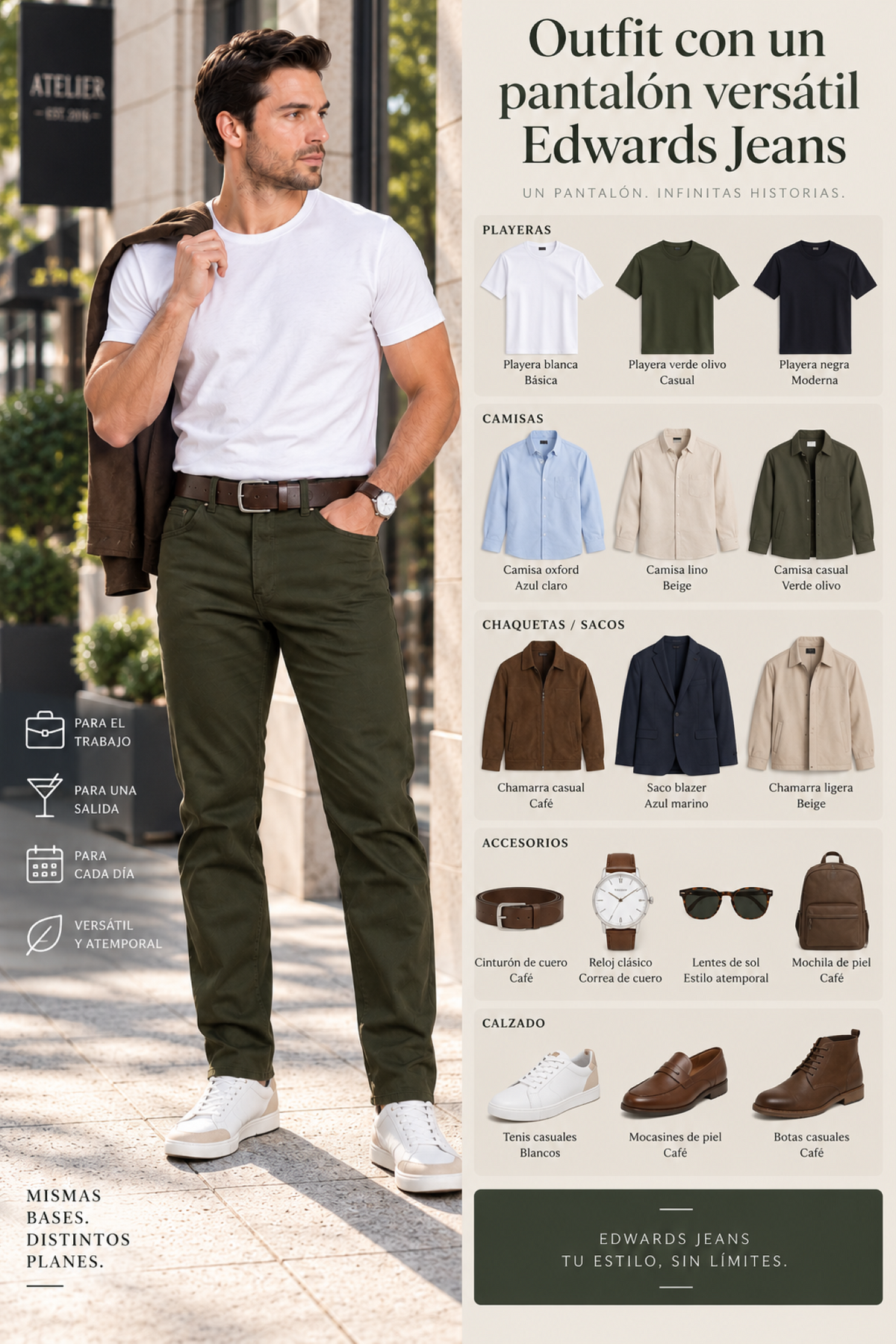 Pantalón Gabardina Fit Clásico Militar Hombre