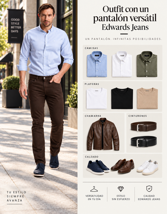 Pantalón Gabardina Slim Café Hombre