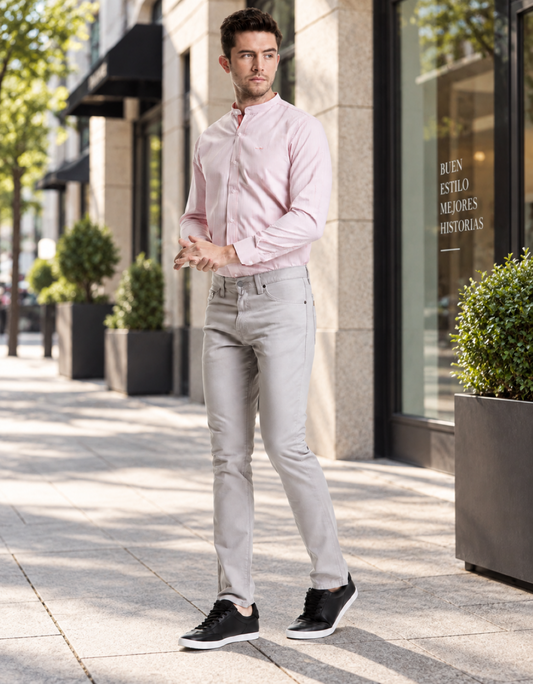 Pantalón Gabardina Slim Gris Hombre