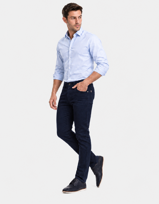 Pantalón Gabardina Slim Azul Hombre