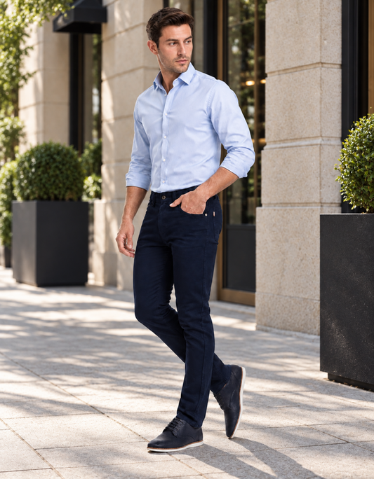 Pantalón Gabardina Slim Azul Hombre