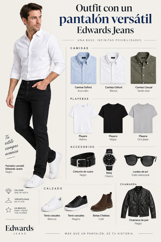 Pantalón Gabardina Slim Negro Hombre