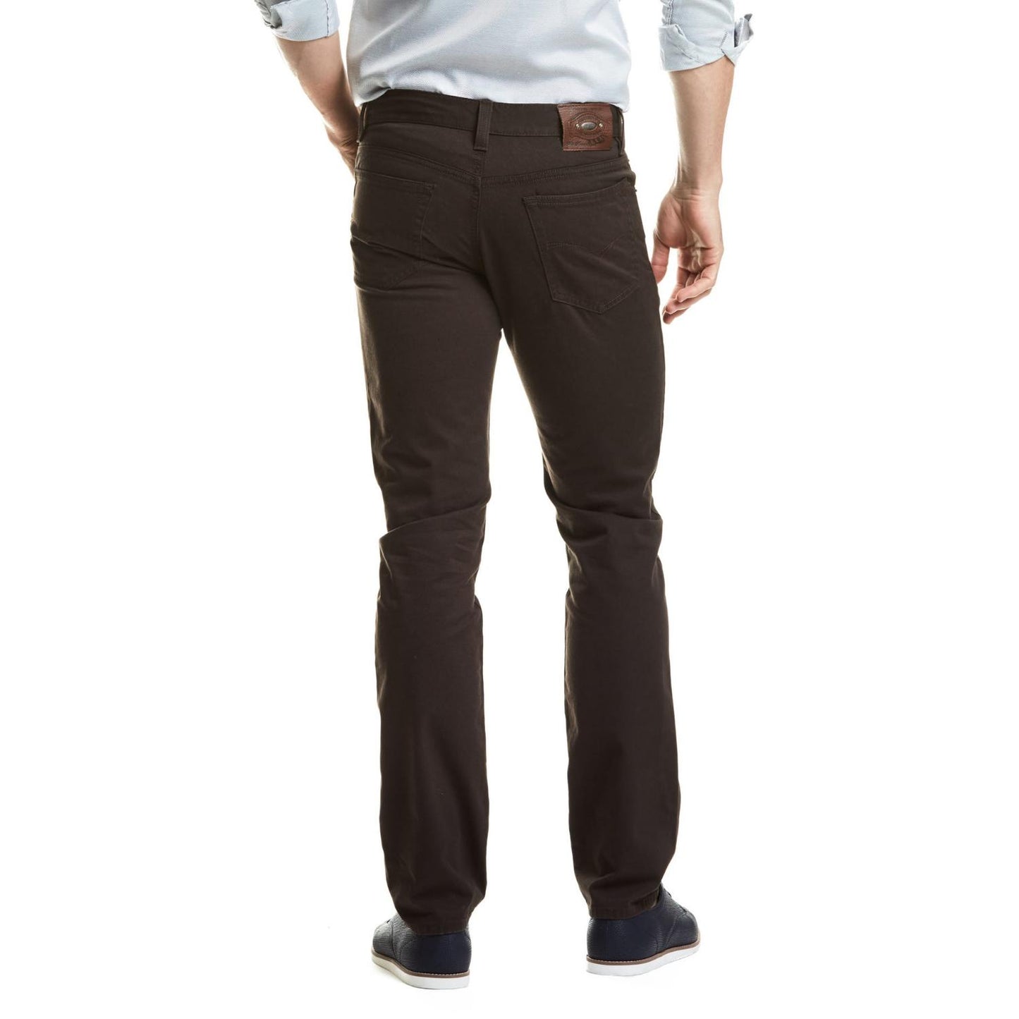 Pantalón Gabardina Stretch Slim Café Hombre