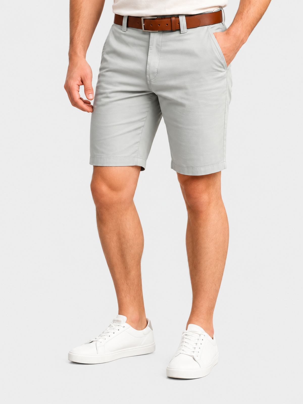Men's gray denim Bermuda shorts