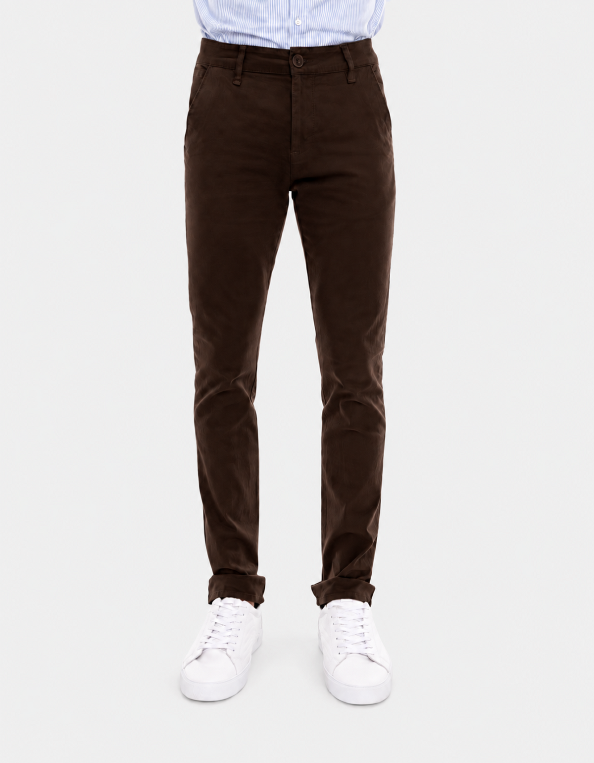 Pantalón Gabardina Skinny Café Estilo Chino Hombre