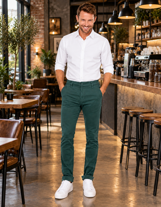 Pantalón Gabardina Skinny Estilo Chino Hombre