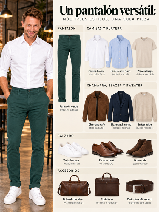 Pantalón Gabardina Skinny Estilo Chino Hombre
