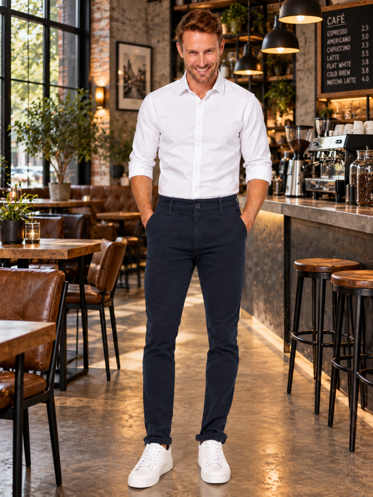 Pantalón Gabardina Skinny Azul Marino Hombre