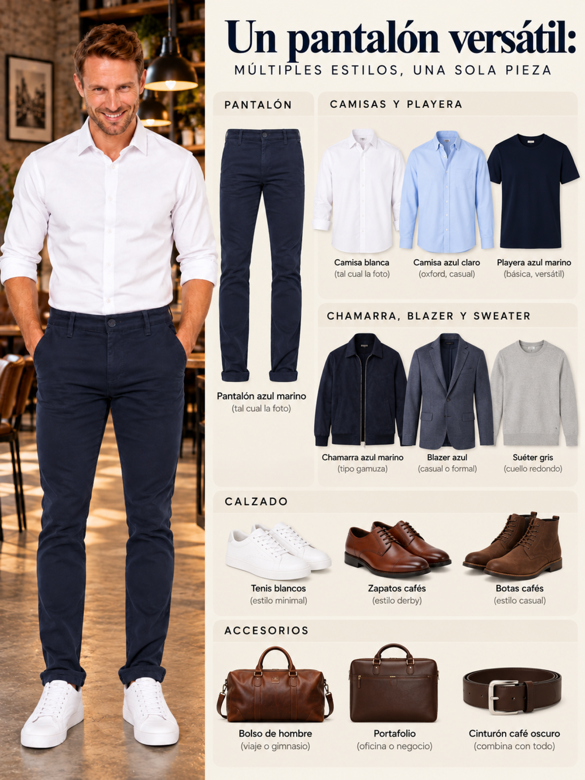 Pantalón Gabardina Skinny Azul Marino Hombre