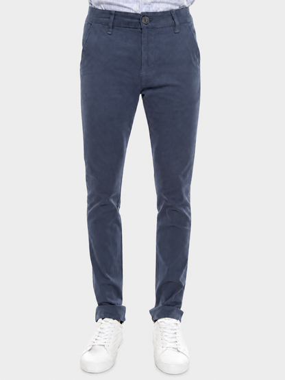 Pantalón Gabardina Skinny Estilo Chino Azul Hombre