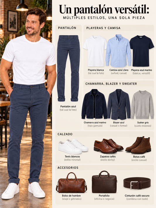Pantalón Gabardina Skinny Estilo Chino Hombre