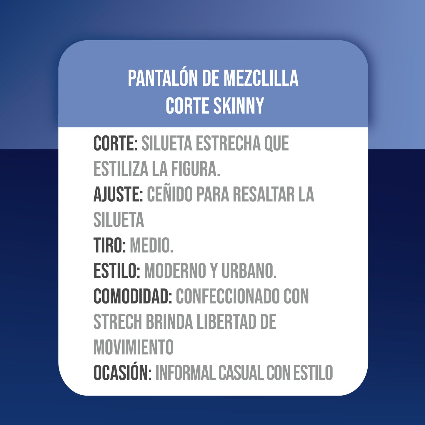 Edward's 8010 Jeans Skinny Hombre Mezclilla Stretch Azul oscuro Desgastado