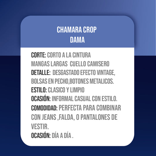 Chamarra Crop Mezclilla Mujer Azul Medio