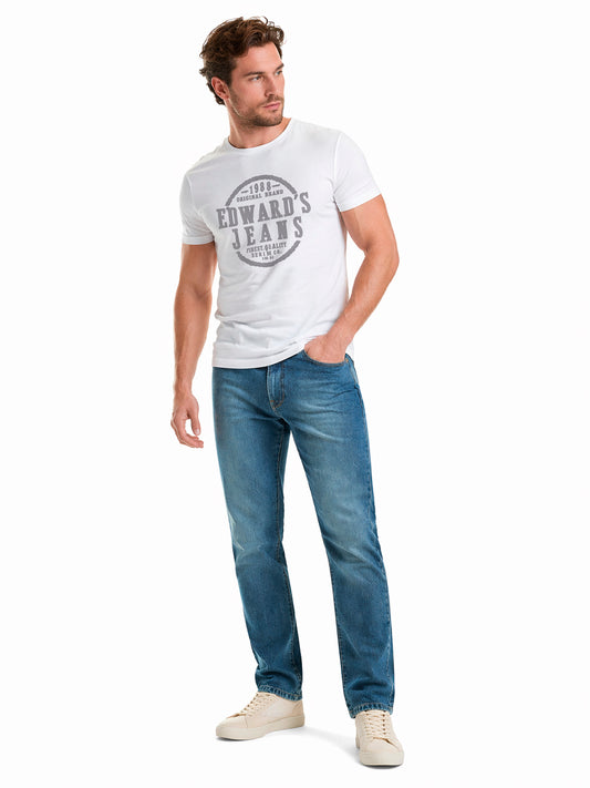 Jeans Hombre Recto Azul Petróleo Edward's EE02