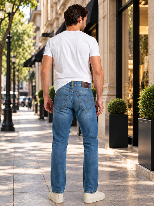 Jeans Recto Azul Petróleo Hombre