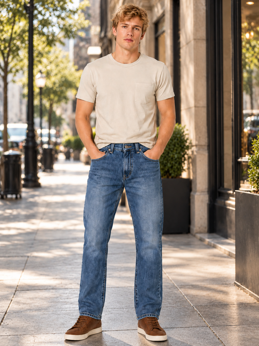Pantalón Mezclilla Clásico Azul Medio Hombre