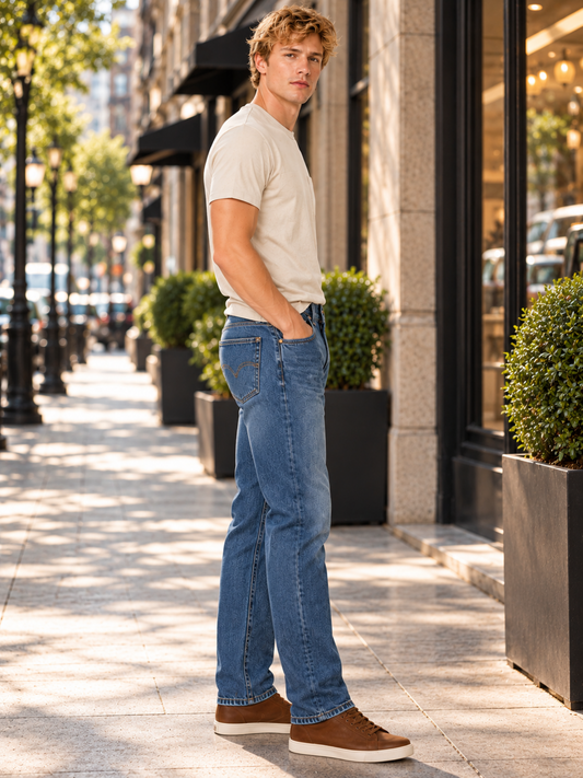Pantalón Mezclilla Clásico Azul Medio Hombre