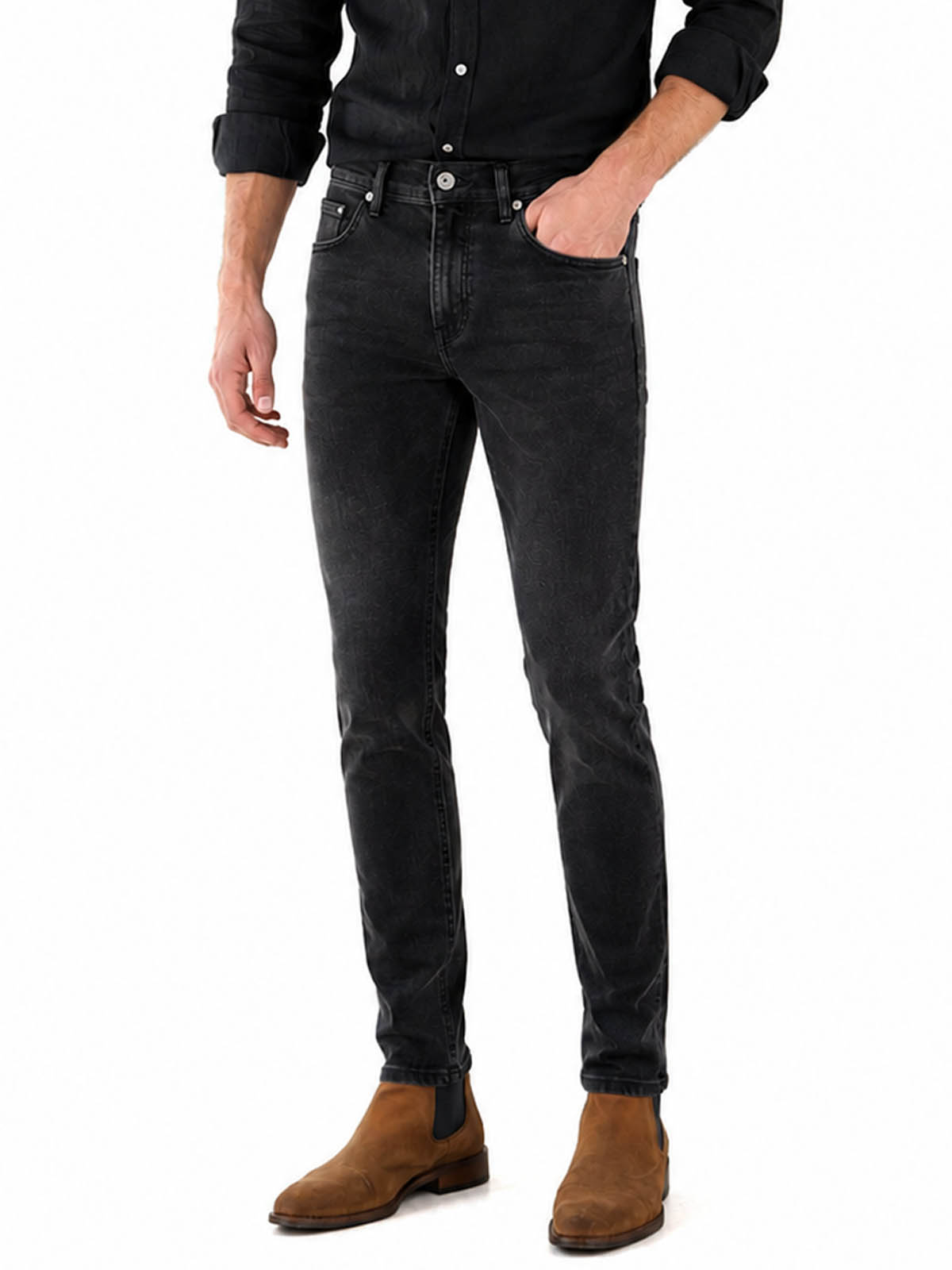 Jeans Hombre Skinny Denim Stretch Negro Edward's EJ03