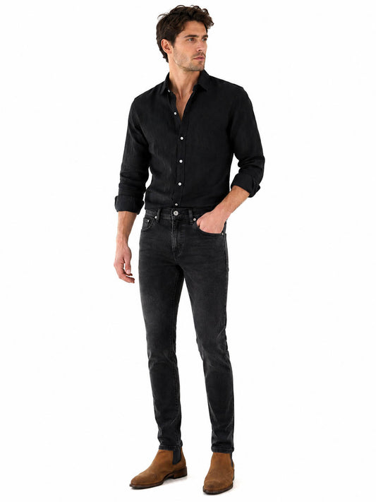 Jeans Hombre Skinny Denim Stretch Negro