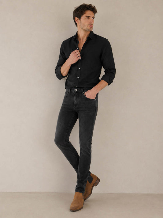 Jeans Hombre Skinny Denim Stretch Negro