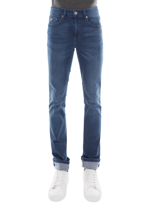 Jeans Hombre Skinny Efecto Bigotes Delanteros Azul Medio Edward's EJ04